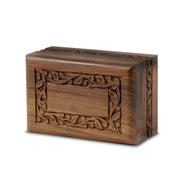 SOULURNS Rosewood Cremation Urns for Human Ashes Adult Keepsake Box Case of 16 – 85 Cu.In Hand Carved Small Wooden Pet Infant Funeral Memorial Urn with Sliding Base